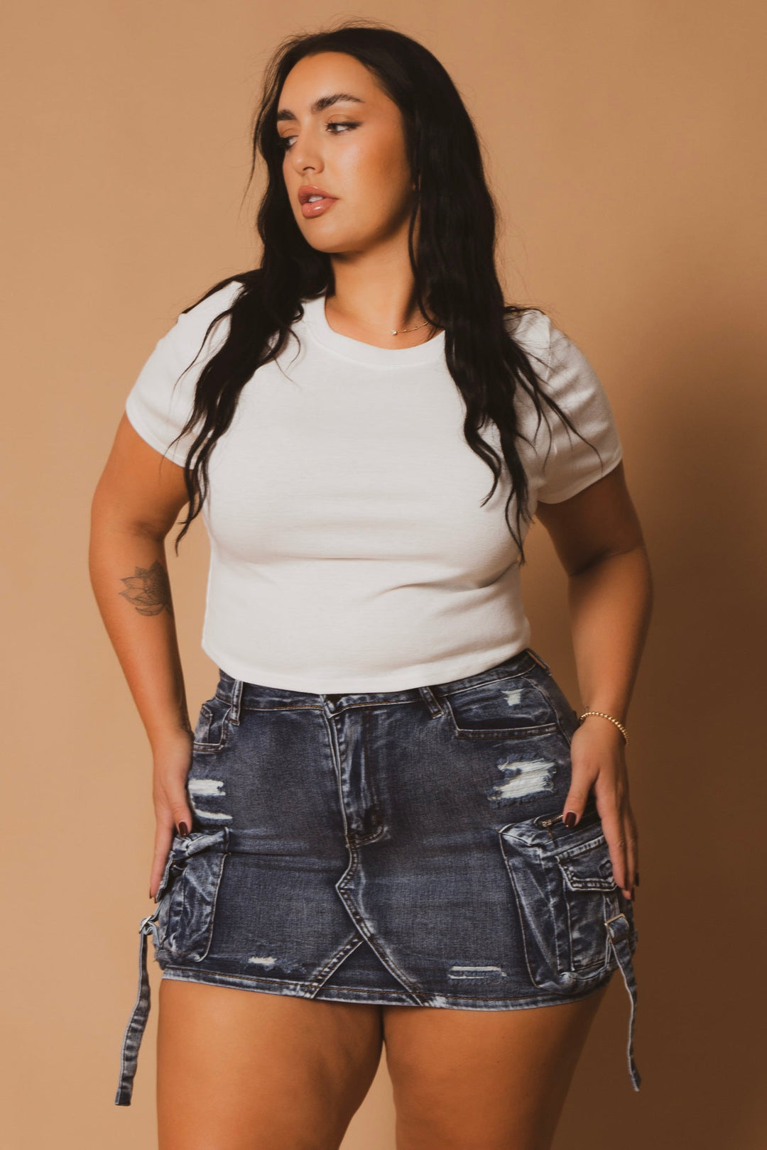 D ROCK Bottoms Plus Size Urban Edge Skirt- Dark Wash