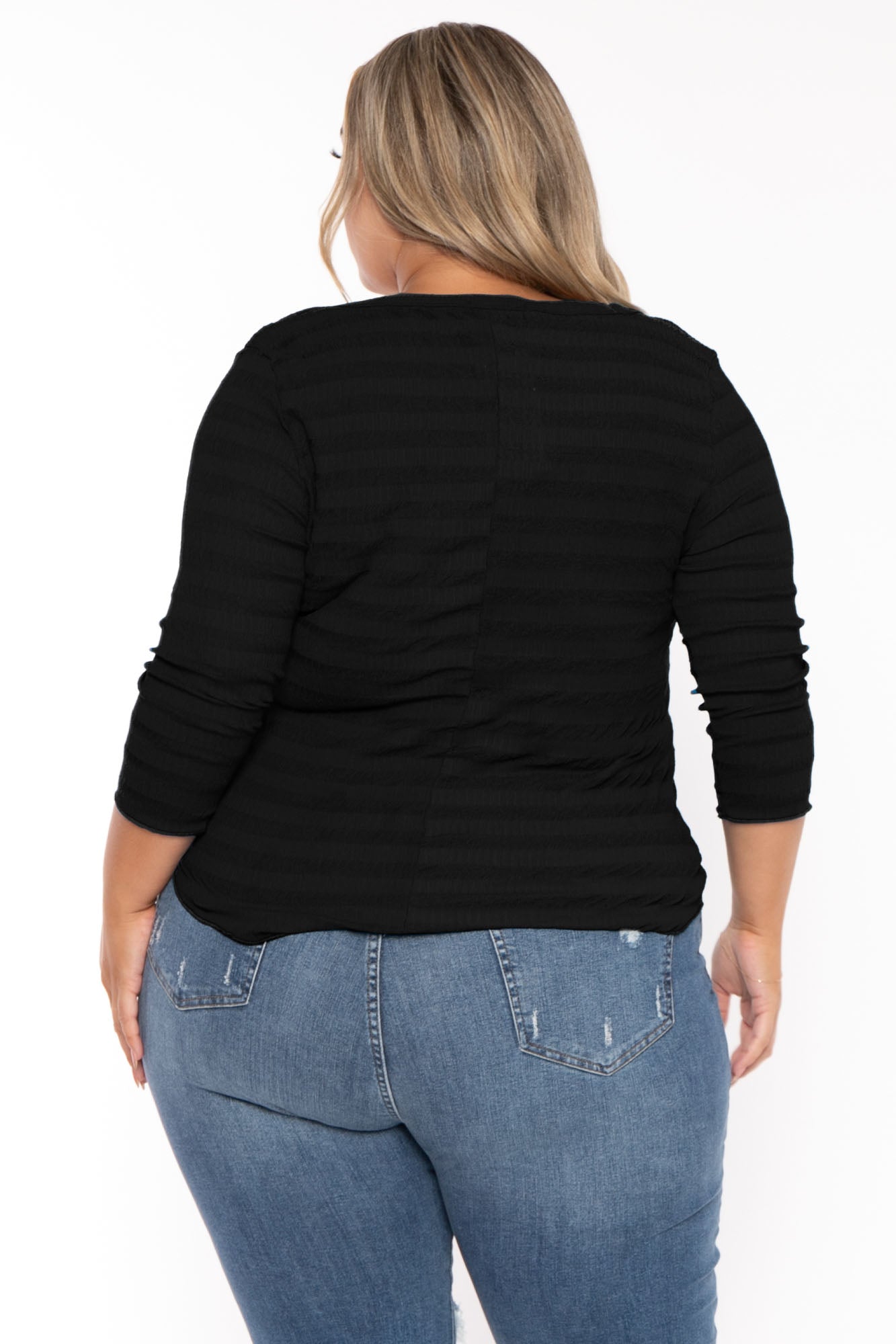 Plus Size Agnes Notch Scoop Neck Top - Black – Curvy Sense