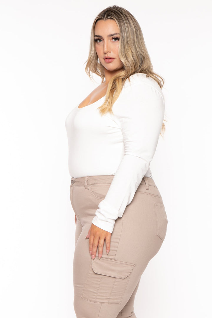 CULTURE CODE Bralettes And Bodysuits Plus Size Aime  Long Sleeve Bodysuit - Ivory