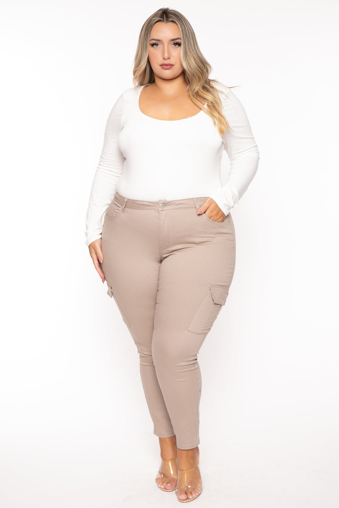 CULTURE CODE Bralettes And Bodysuits Plus Size Aime  Long Sleeve Bodysuit - Ivory