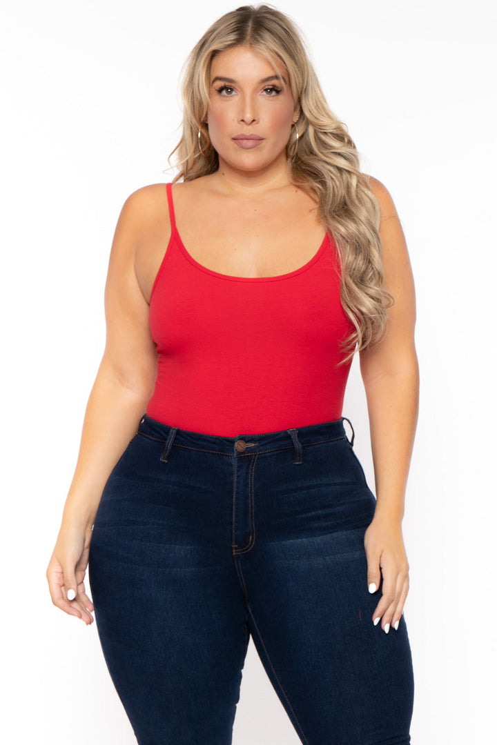 Curvy Sense Bralettes And Bodysuits Plus Size Jersey Girl Bodysuit - Red