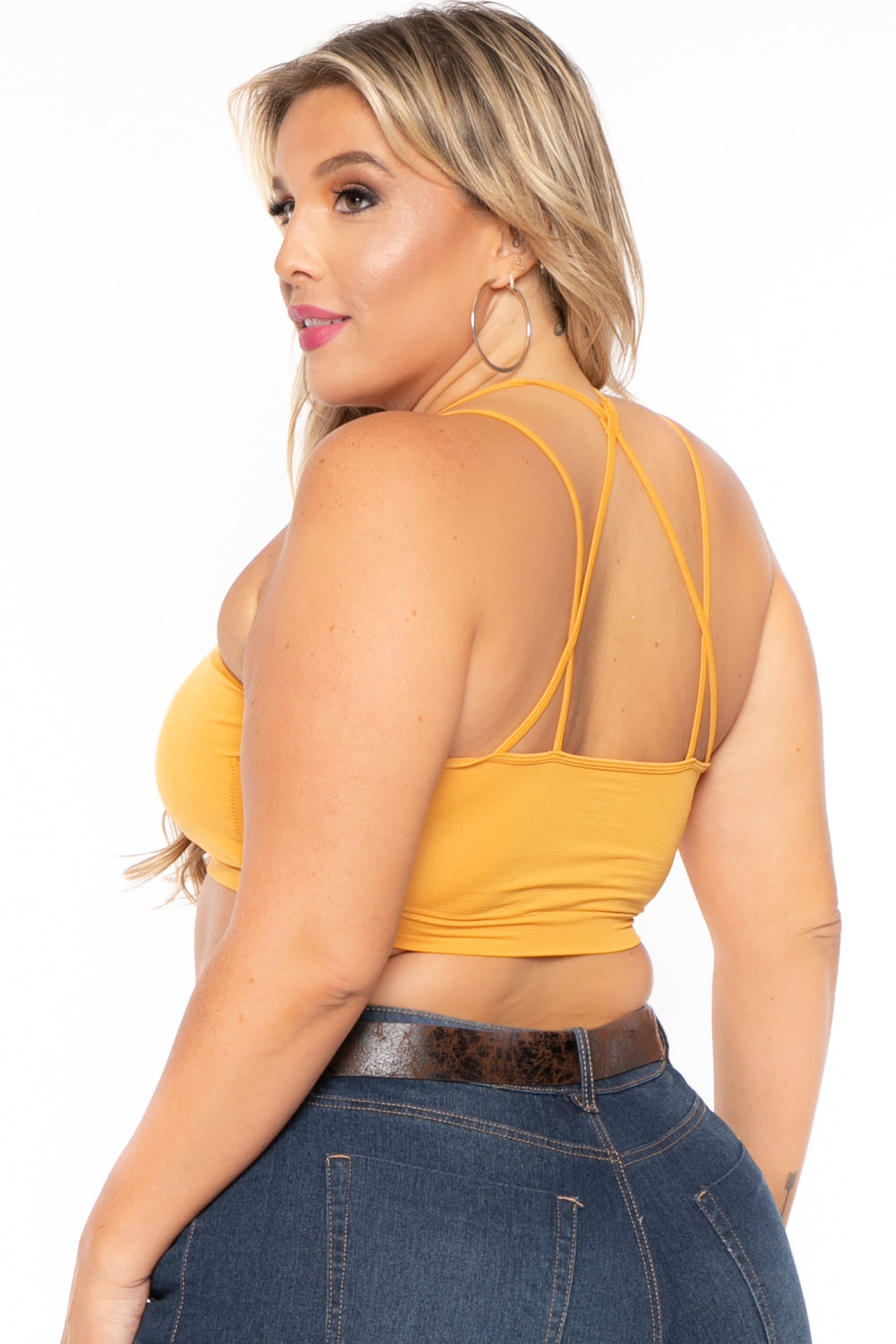 Zenana Bralettes And Bodysuits Plus Size Lace Trim Bralette - Ash Mustard