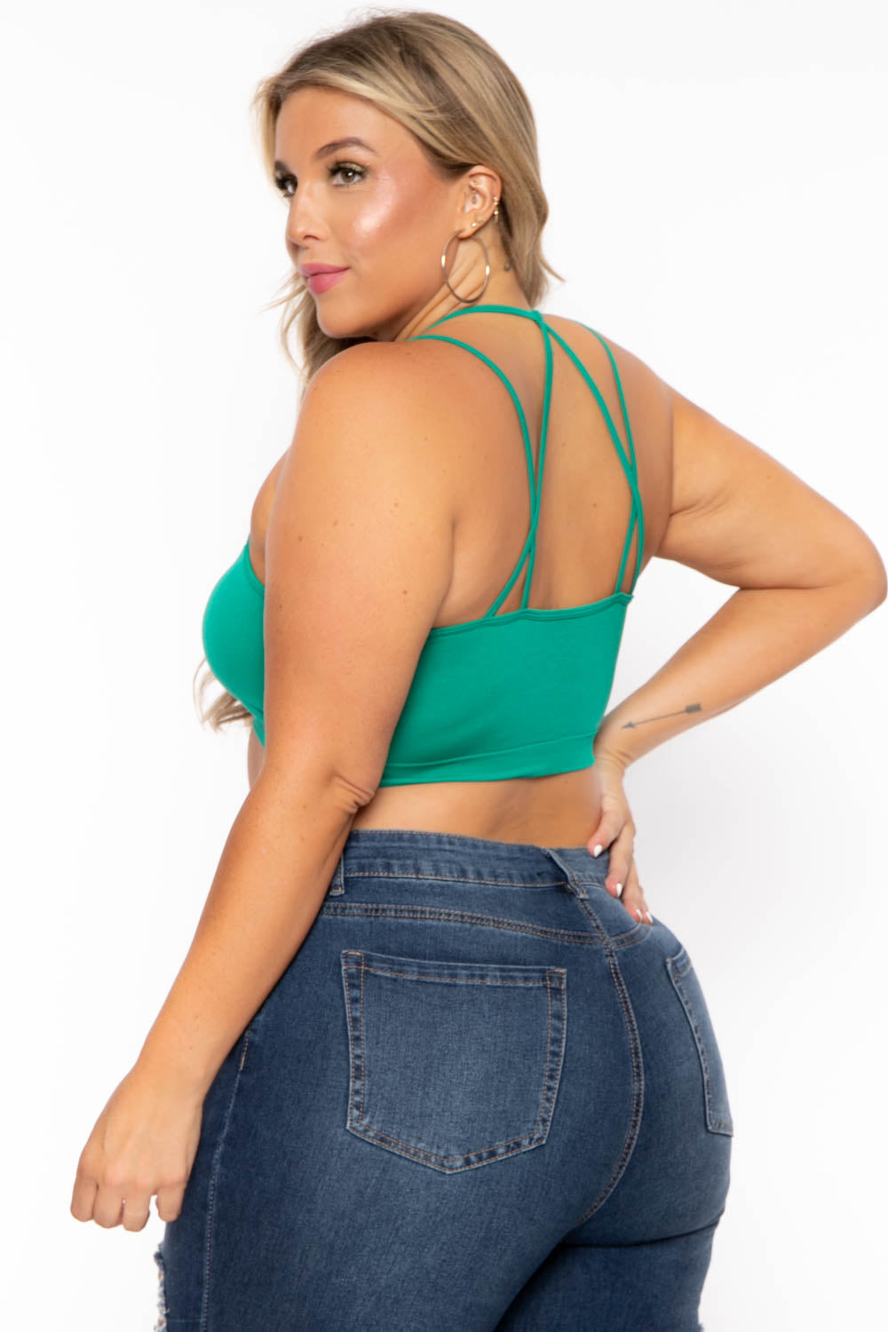 Zenana Bralettes And Bodysuits Plus Size Lace Trim Bralette - Green