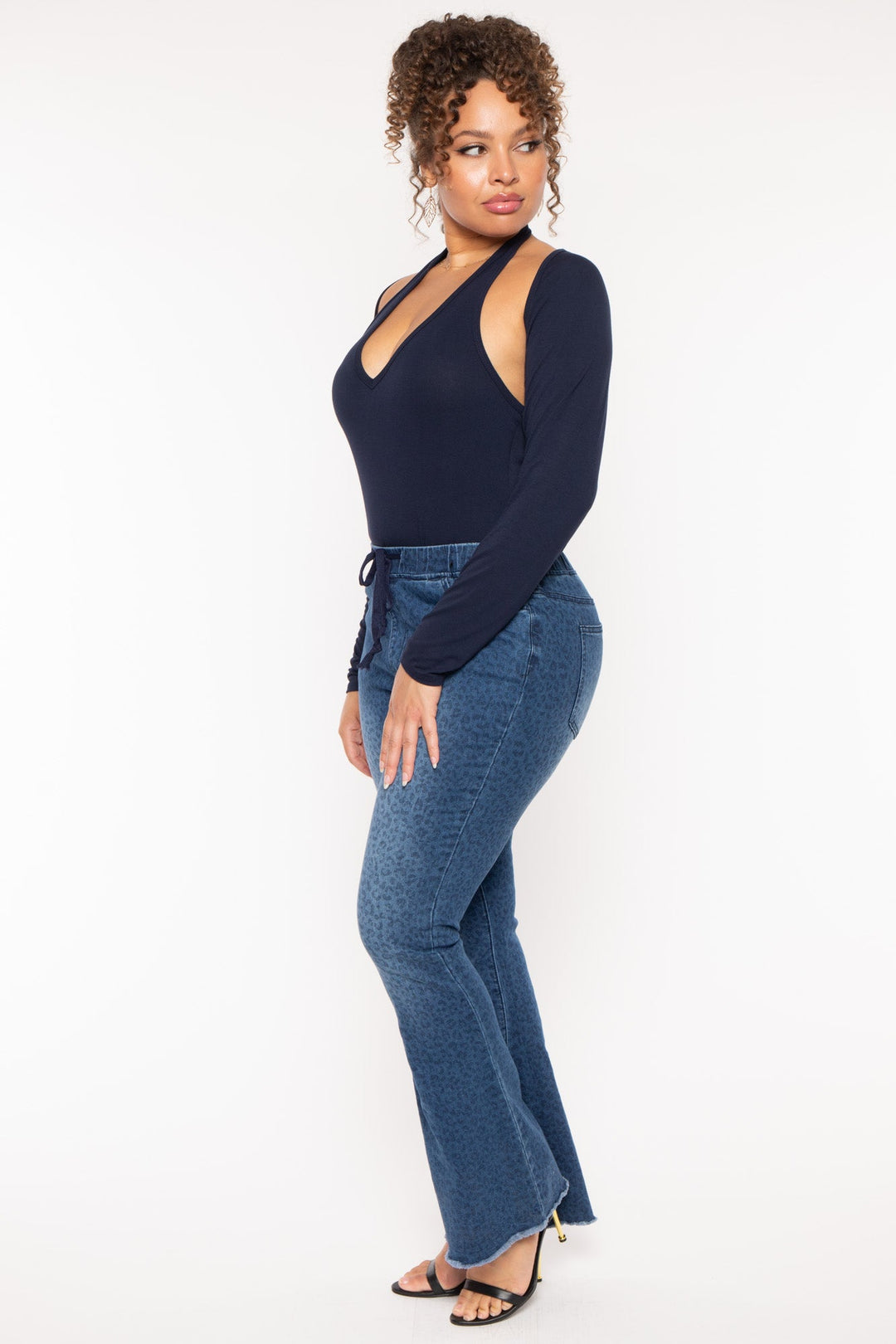 Ambiance Bralettes And Bodysuits Plus Size Mei Bodysuit & Shrug -Navy