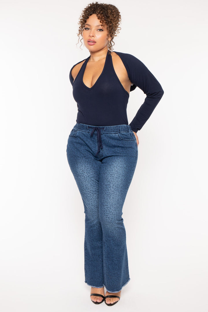 Ambiance Bralettes And Bodysuits Plus Size Mei Bodysuit & Shrug -Navy