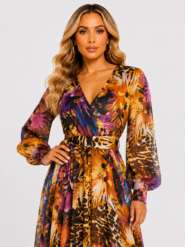 Spy Zone Dresses Amaris Floral Maxi Dress - Gold