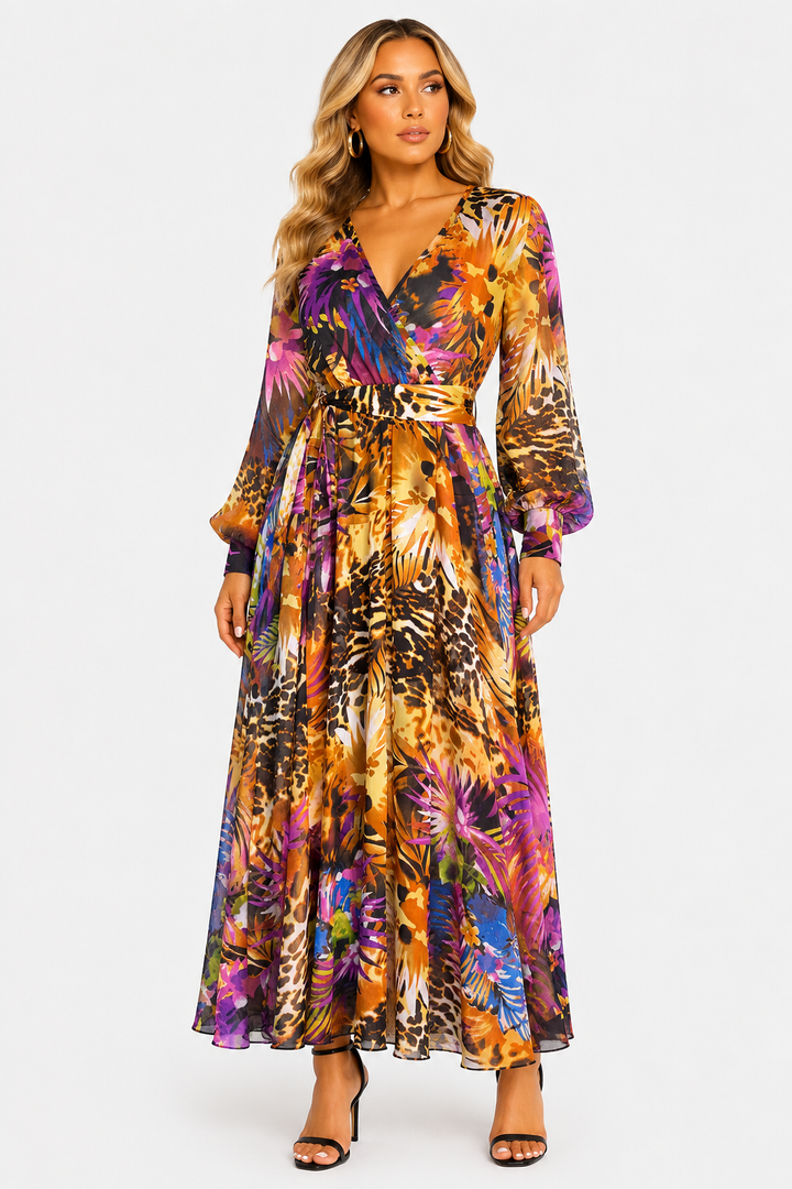 Spy Zone Dresses Amaris Floral Maxi Dress - Gold