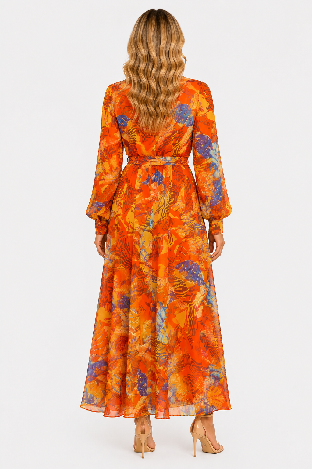 Spy Zone Dresses Amaris Floral Maxi Dress - Orange