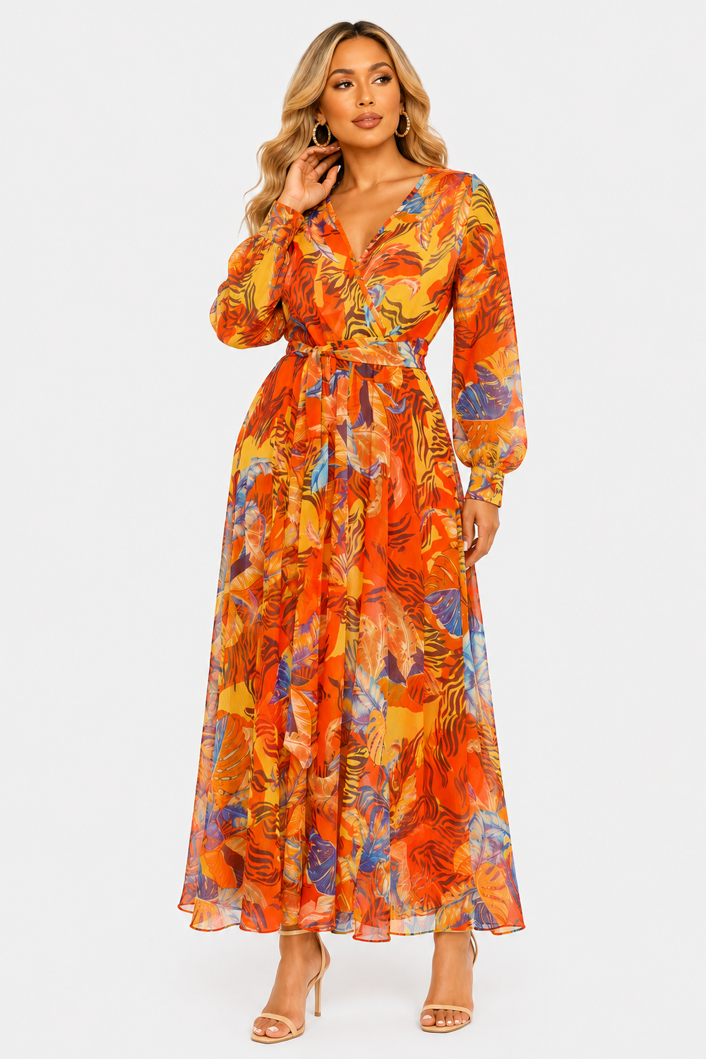 Spy Zone Dresses Amaris Floral Maxi Dress - Orange