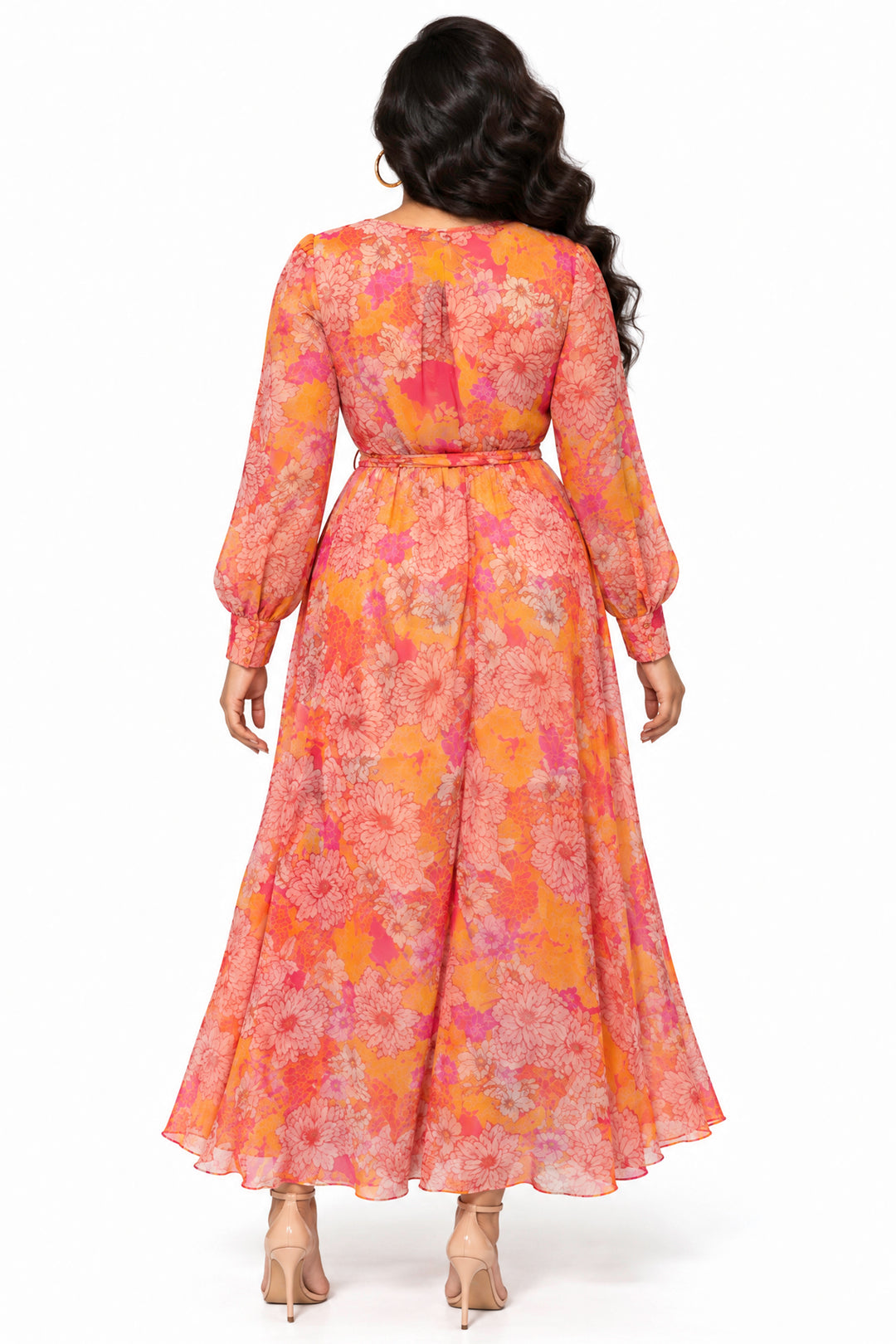 Spy Zone Dresses Aurelia Sunset Dahlia Maxi Dress - Orange
