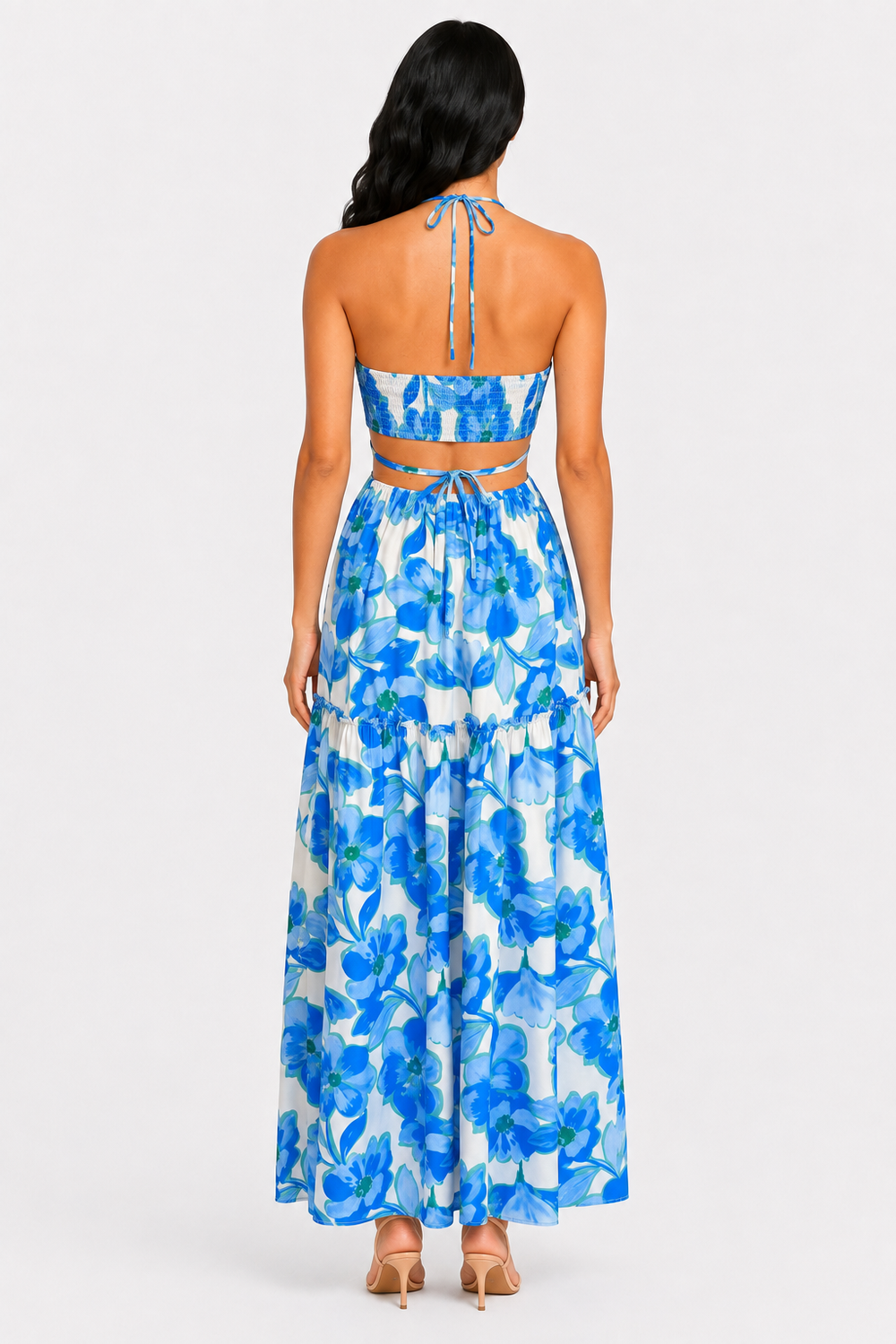 zah Dresses Colette Floral Maxi Dress - Aqua
