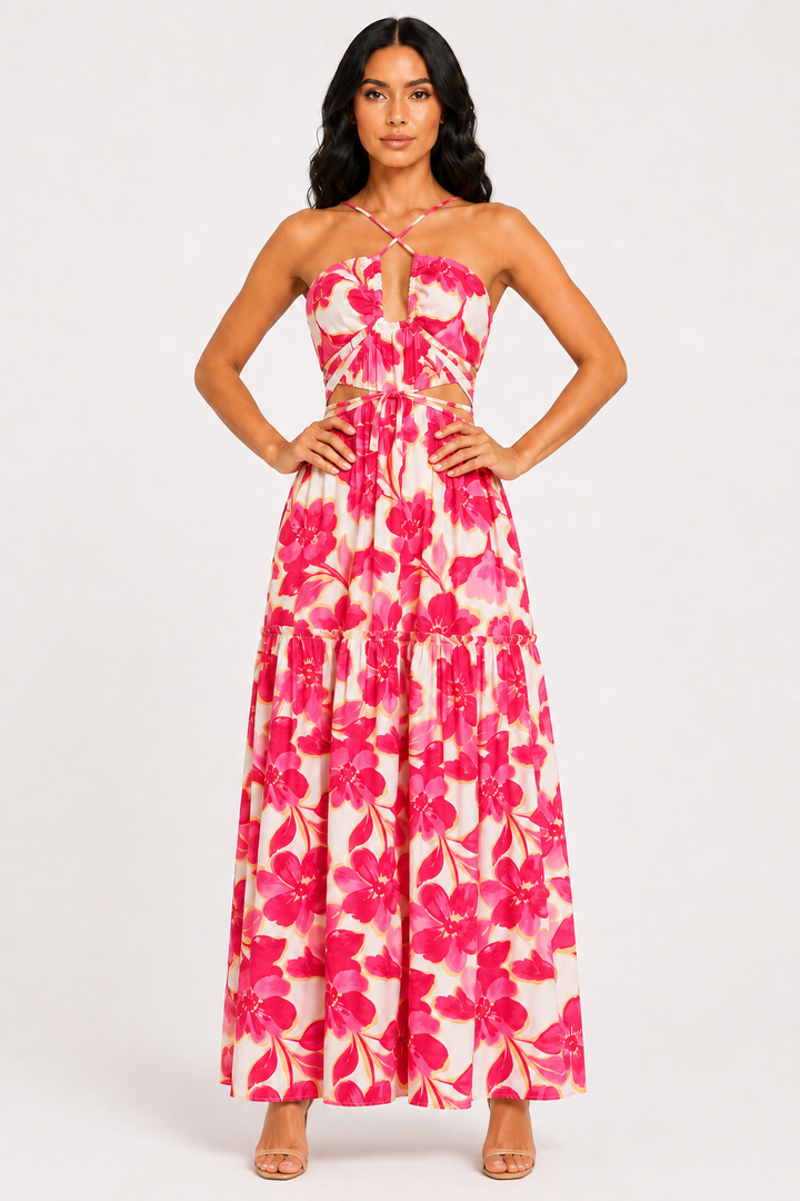 zah Dresses Colette Floral Maxi Dress - Pink