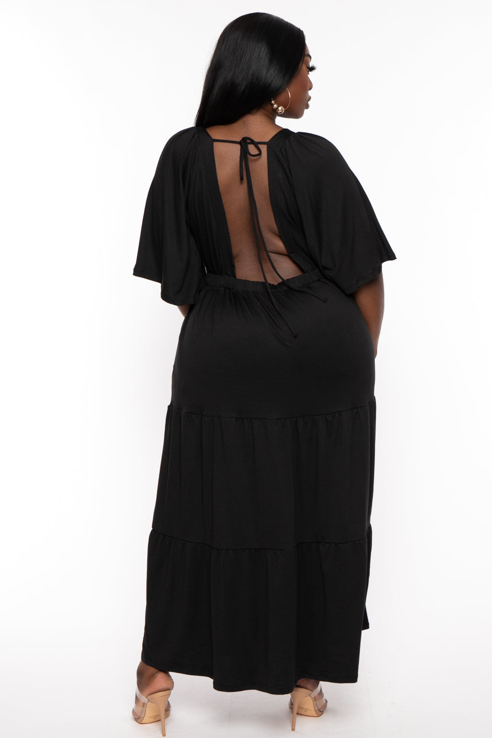Women's Plus Size Ariella Tiered Maxi Dress - Black - Curvy Sense Women's Plus Size Ariella Tiered Maxi Dress - Black - Curvy Sense