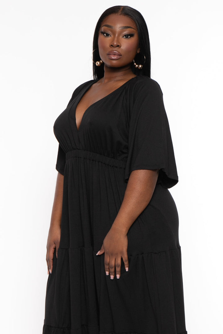 CULTURE CODE Dresses Copy of Plus Size Ariella Tiered Maxi  Dress - Black