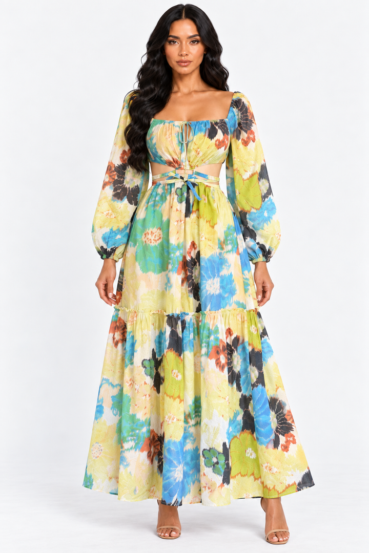 zah Dresses Coralie Floral Maxi Dress - Green