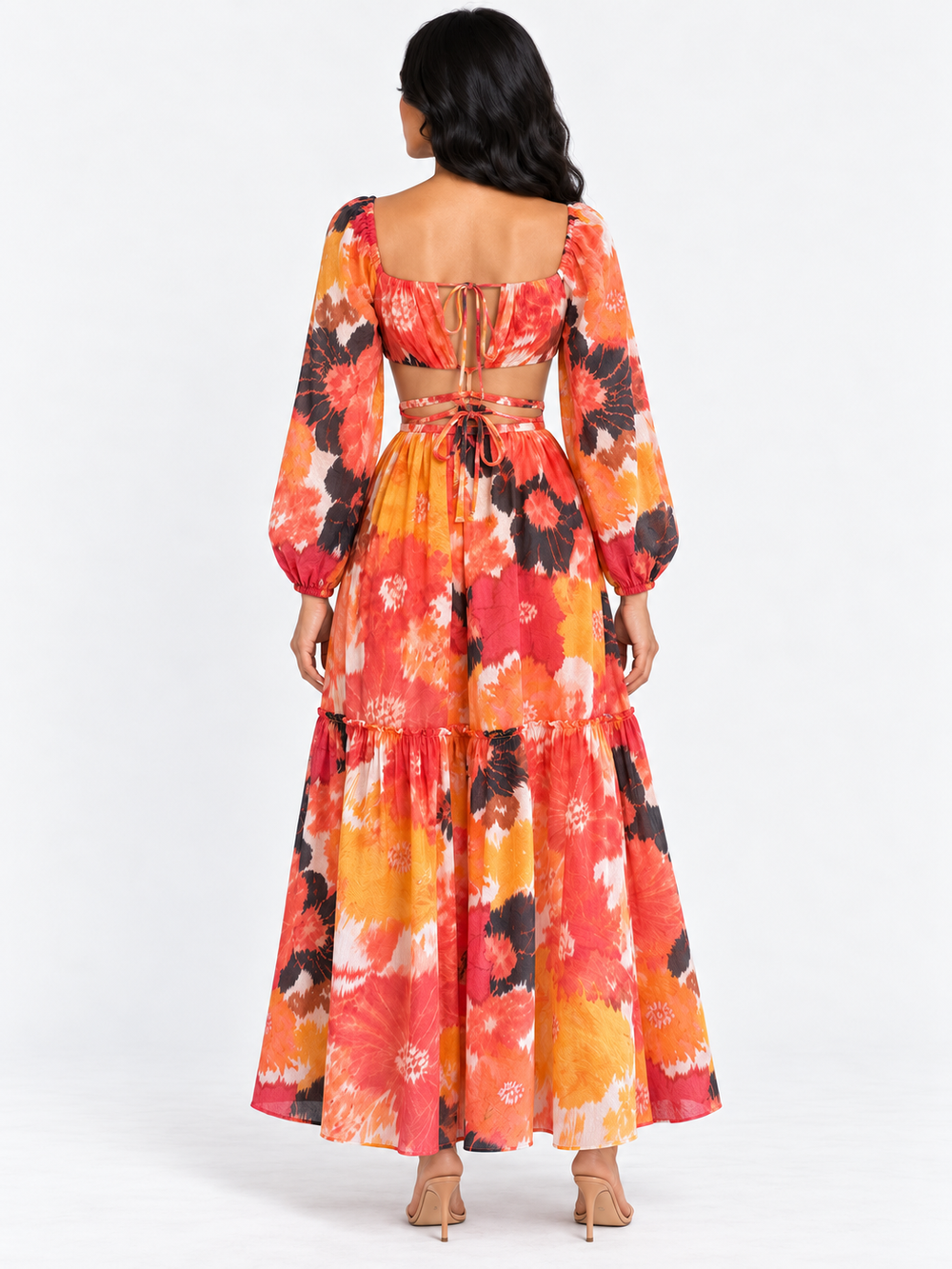zah DRESSES Coralie Floral Maxi Dress - Orange