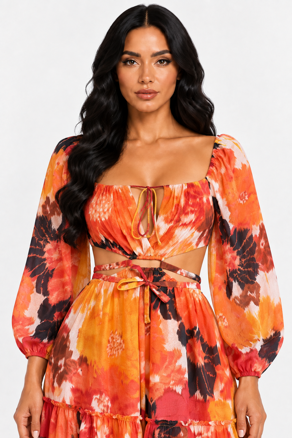 zah DRESSES Coralie Floral Maxi Dress - Orange