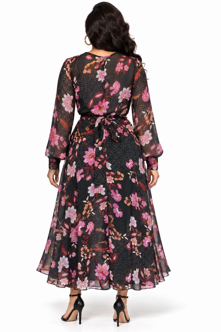 Bandolino Dresses Evadne Midnight Garden Maxi Dress- Black