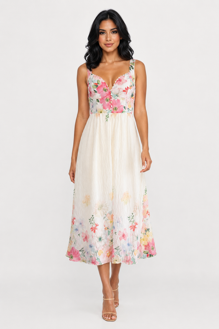 zah Dresses Jasmine Floral Maxi Dress - White