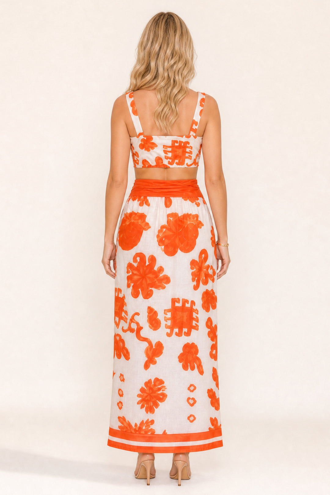 zah Dresses Mirage Top & Skirt Set - Orange