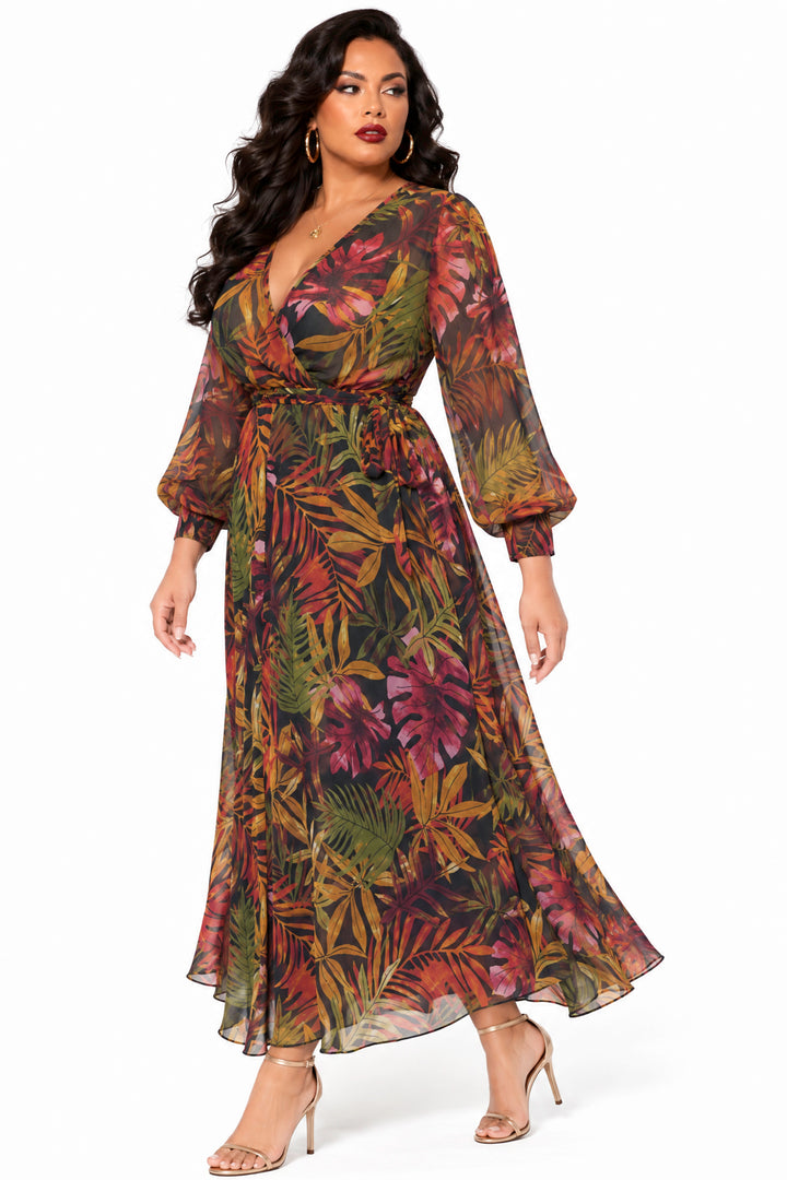 Spy Zone Dresses Nyra Autumn Tropics Maxi Dress- Multi