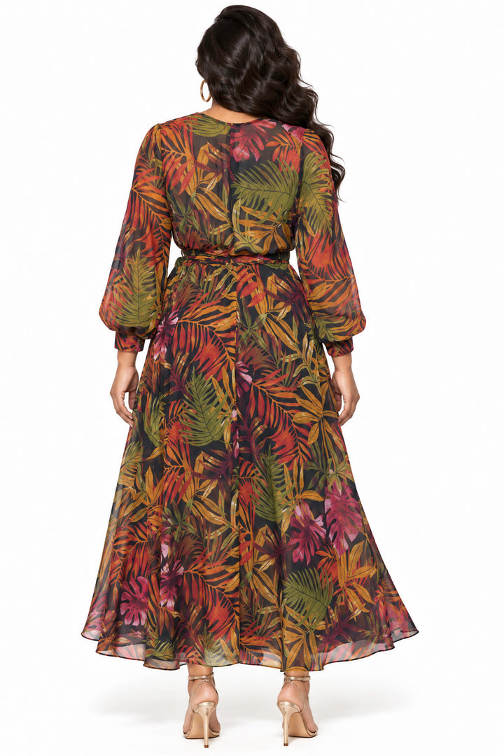 Spy Zone Dresses Nyra Autumn Tropics Maxi Dress- Multi