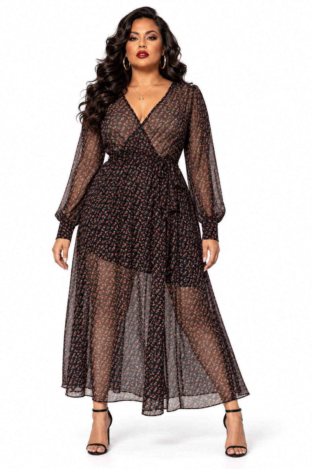 Spy Zone Dresses Ondine Petite Rose Maxi Dress - Black