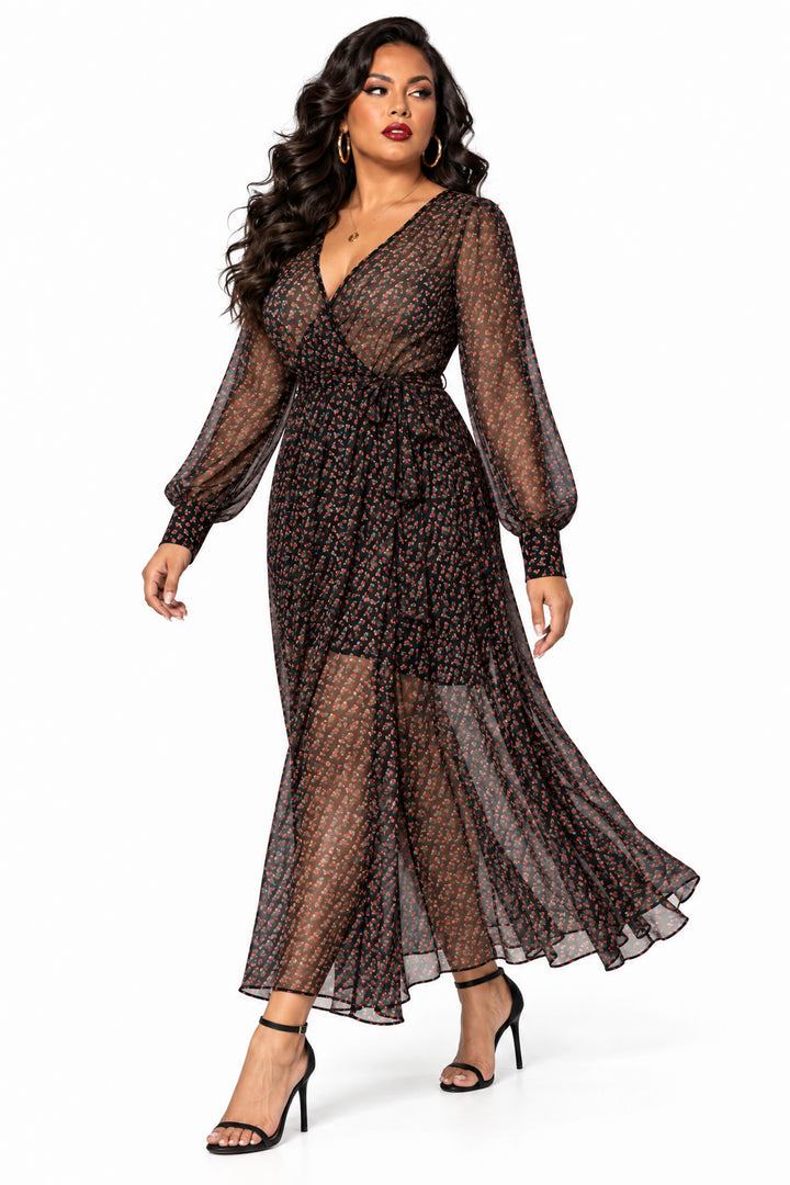 Spy Zone Dresses Ondine Petite Rose Maxi Dress - Black
