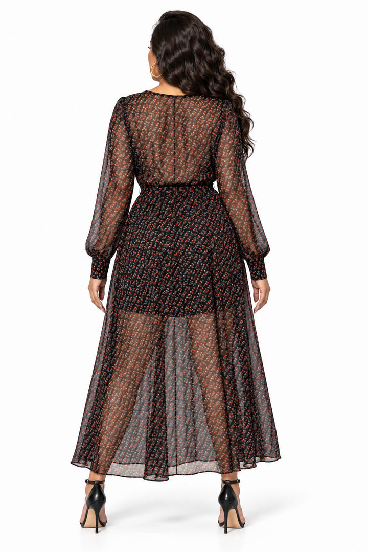 Spy Zone Dresses Ondine Petite Rose Maxi Dress - Black