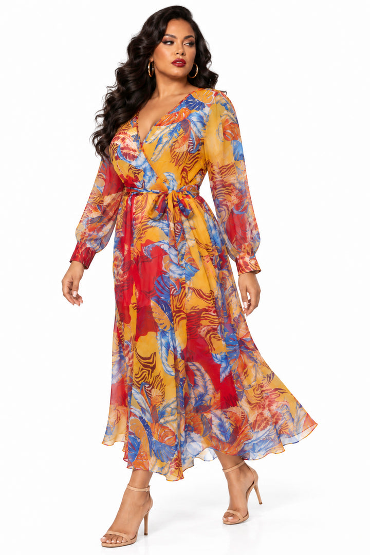 Spy Zone Dresses Oriana Sunlit Tropics Maxi Dress- Yellow