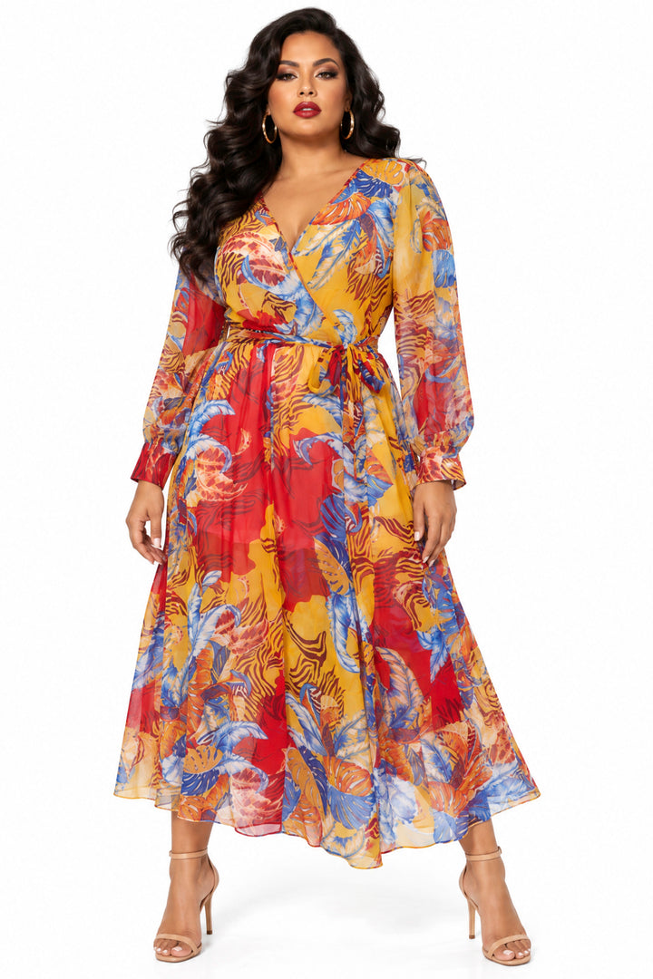 Spy Zone Dresses Oriana Sunlit Tropics Maxi Dress- Yellow