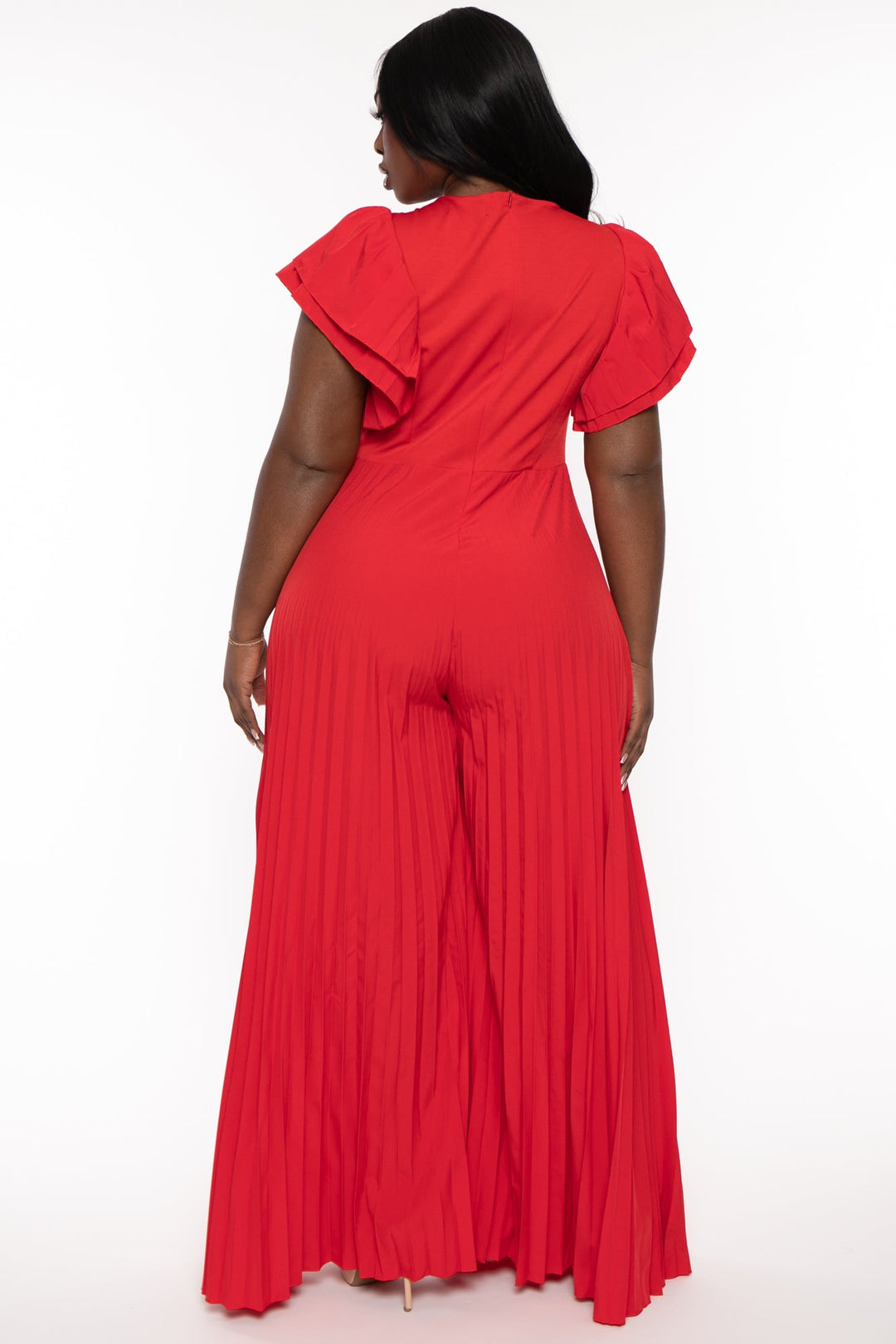 Aria Romance Dresses Plus Size Aarya  Pleated Jumpsuit- Red