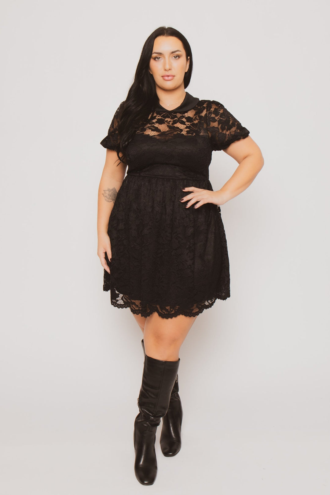 Curvy Sense Inc. Dresses Plus Size Adeline Lace Dress - Black