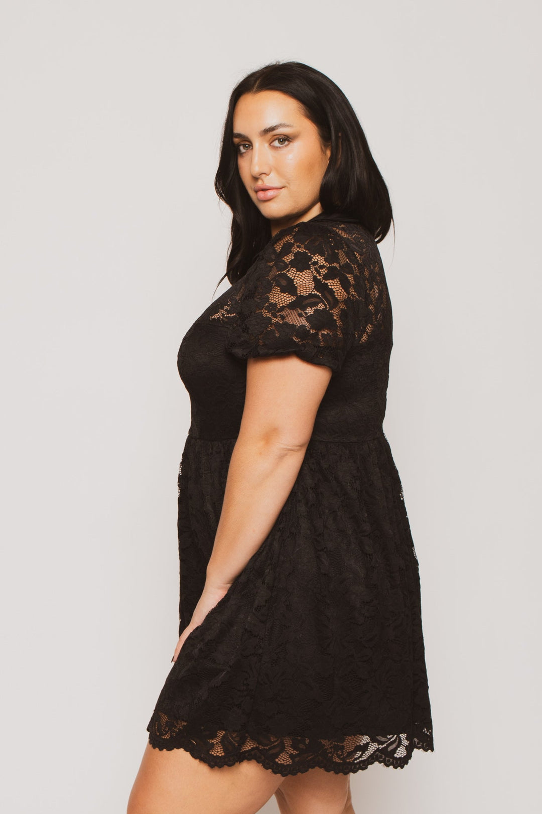 Curvy Sense Inc. Dresses Plus Size Adeline Lace Dress - Black