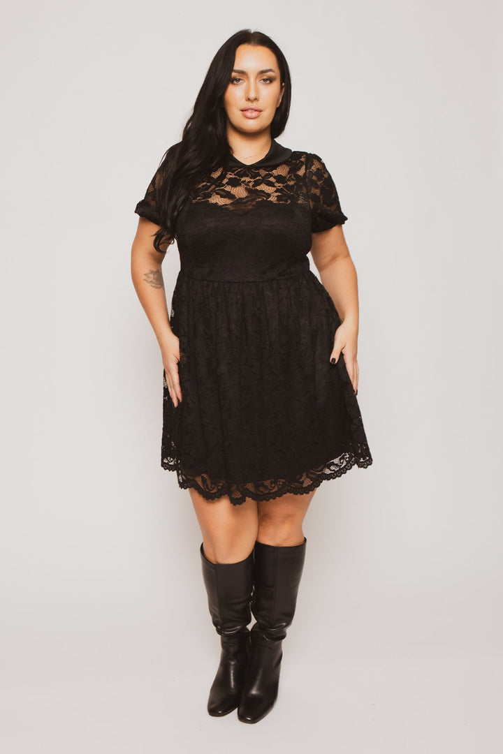 Curvy Sense Inc. Dresses Plus Size Adeline Lace Dress - Black