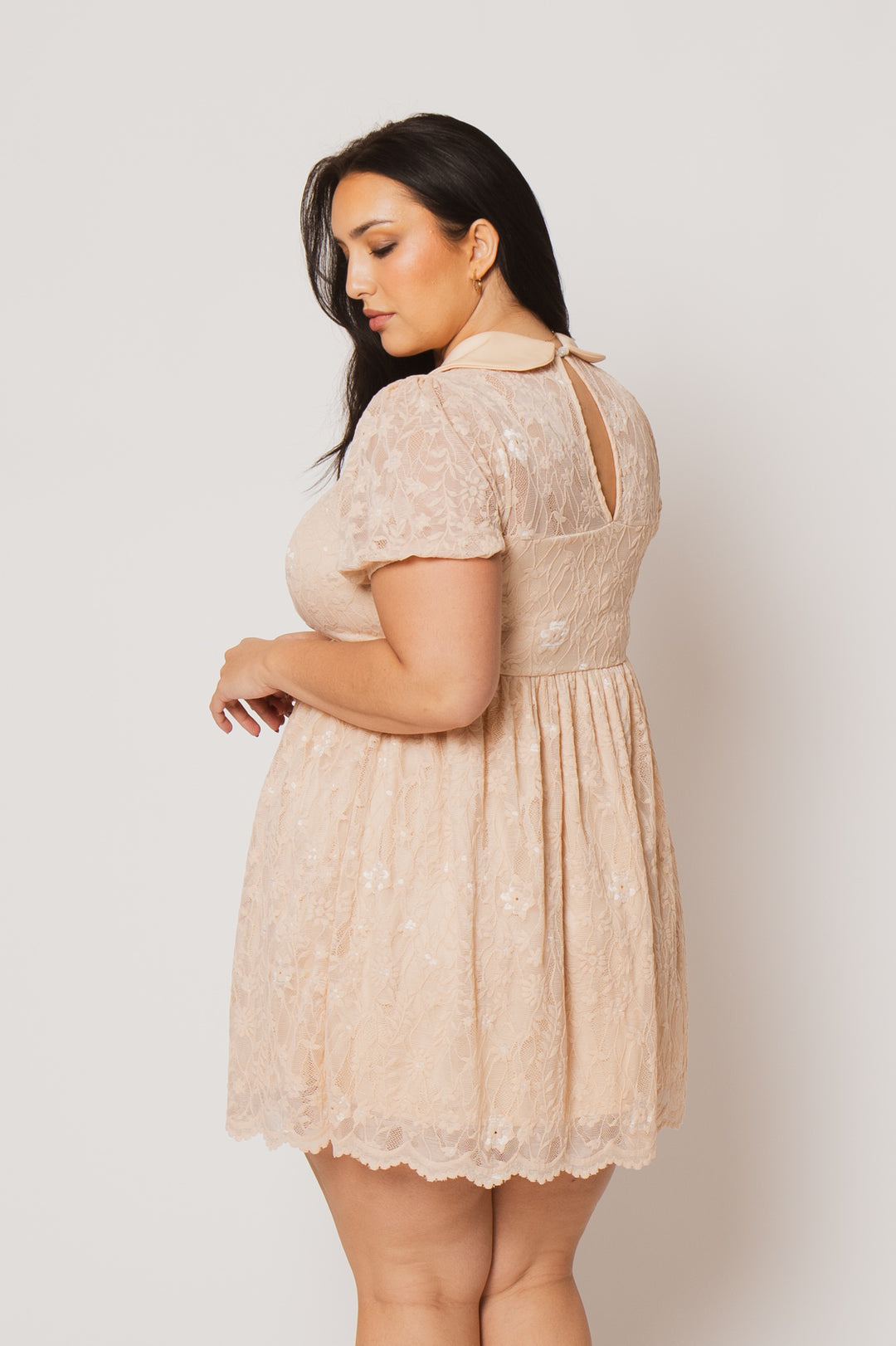 Curvy Sense Inc. Dresses Plus Size Adeline Lace Dress - Peach