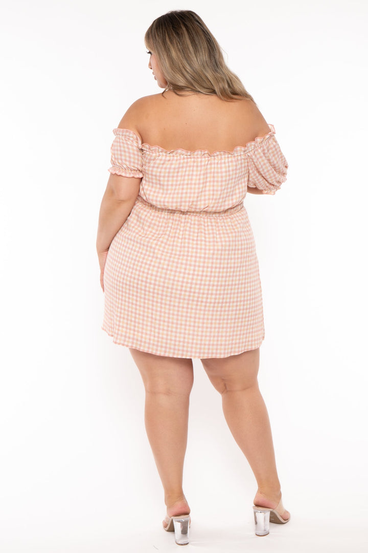 Curvy Sense Dresses Plus Size Adella Printed  Lace Up  Dress- Pink