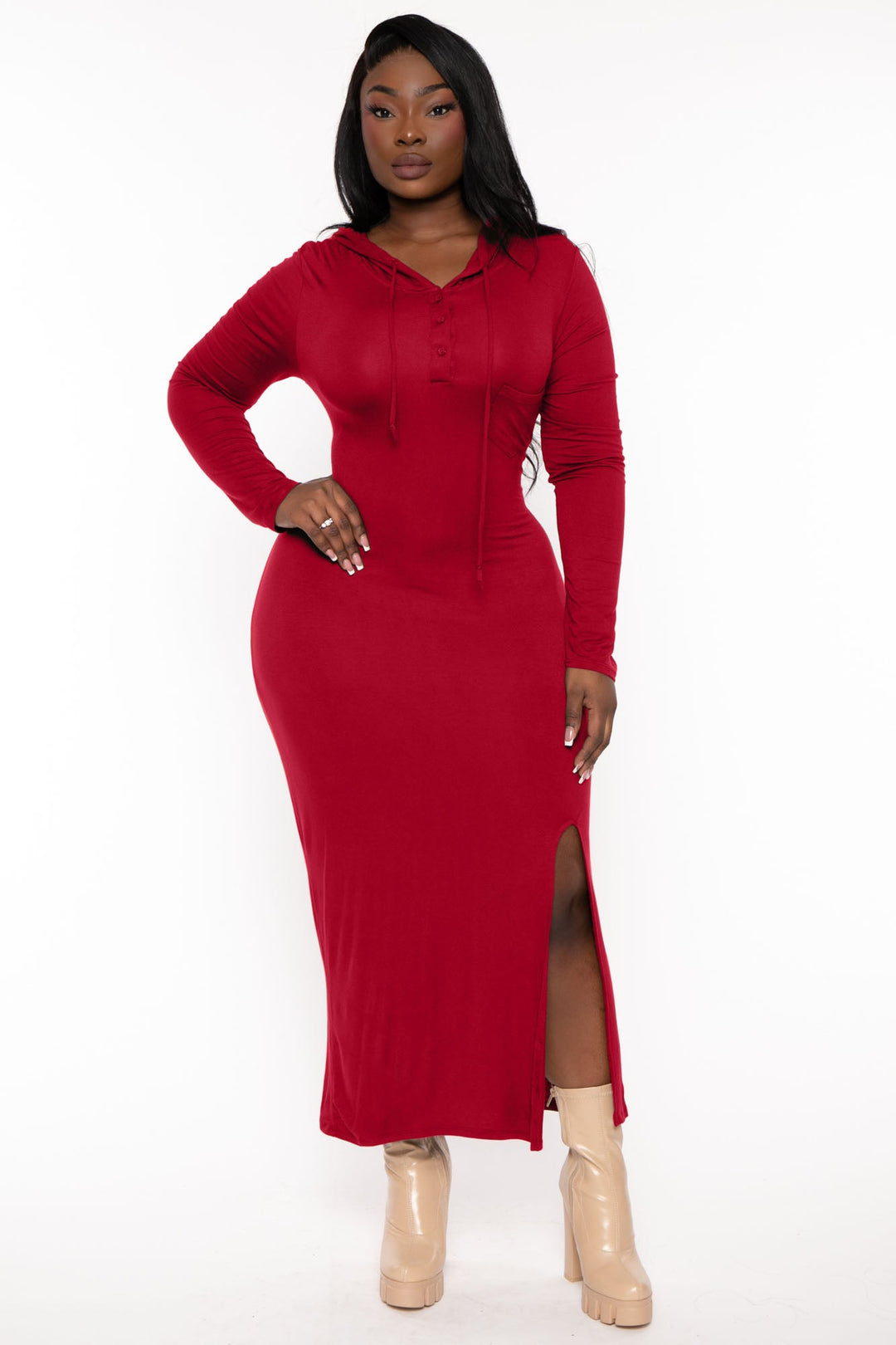 Plus Size Glitter Ruched Bodycon Dress- Red – Curvy Sense
