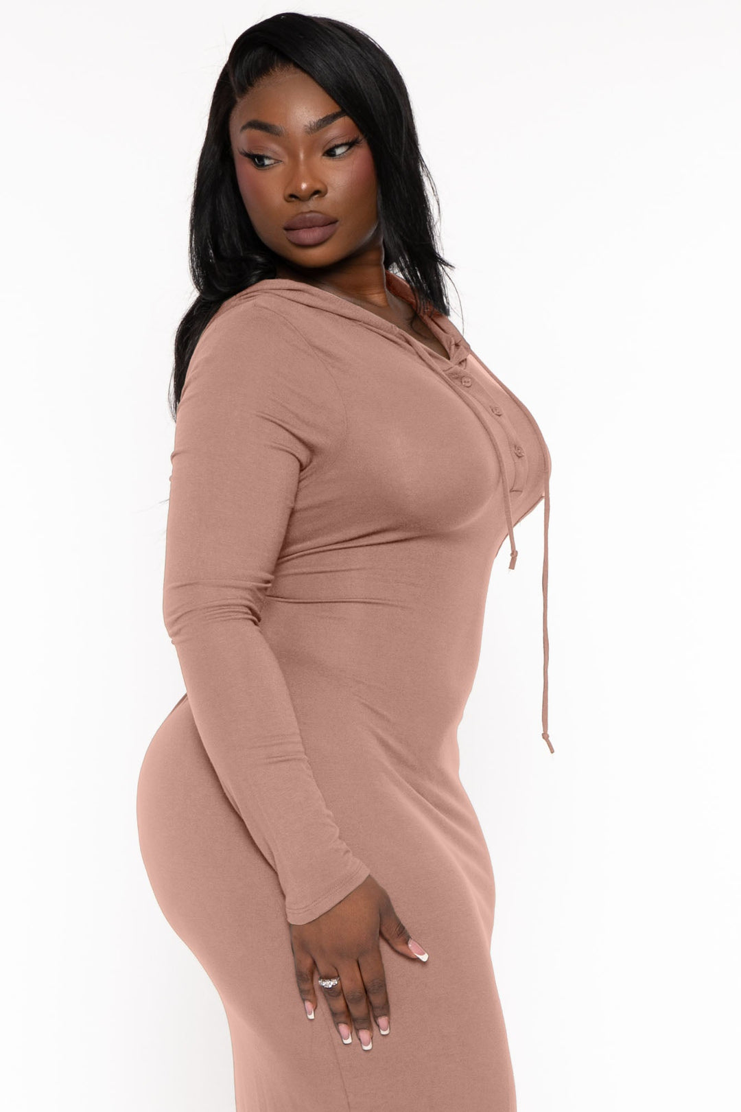 CULTURE CODE Dresses Plus Size Adrienne Hoodie Maxi  Dress - Taupe