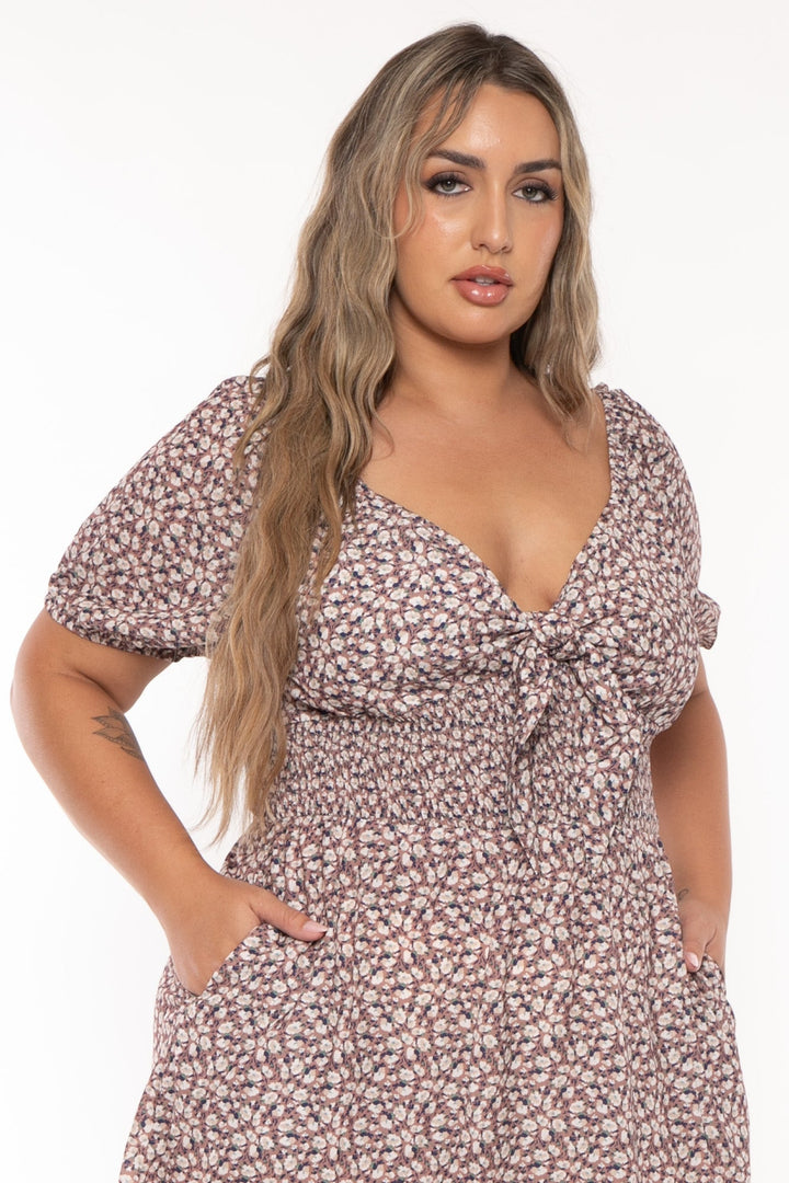 SHOPIN LA Dresses Plus Size Agathe Ditsy Dress - Mauve