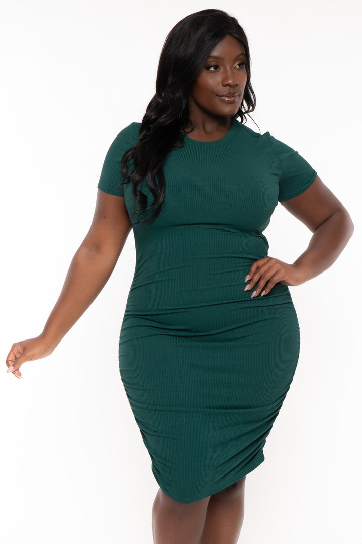 POPULAR 21 Dresses Plus Size Aisha Ruched Bodycon Dress -Green