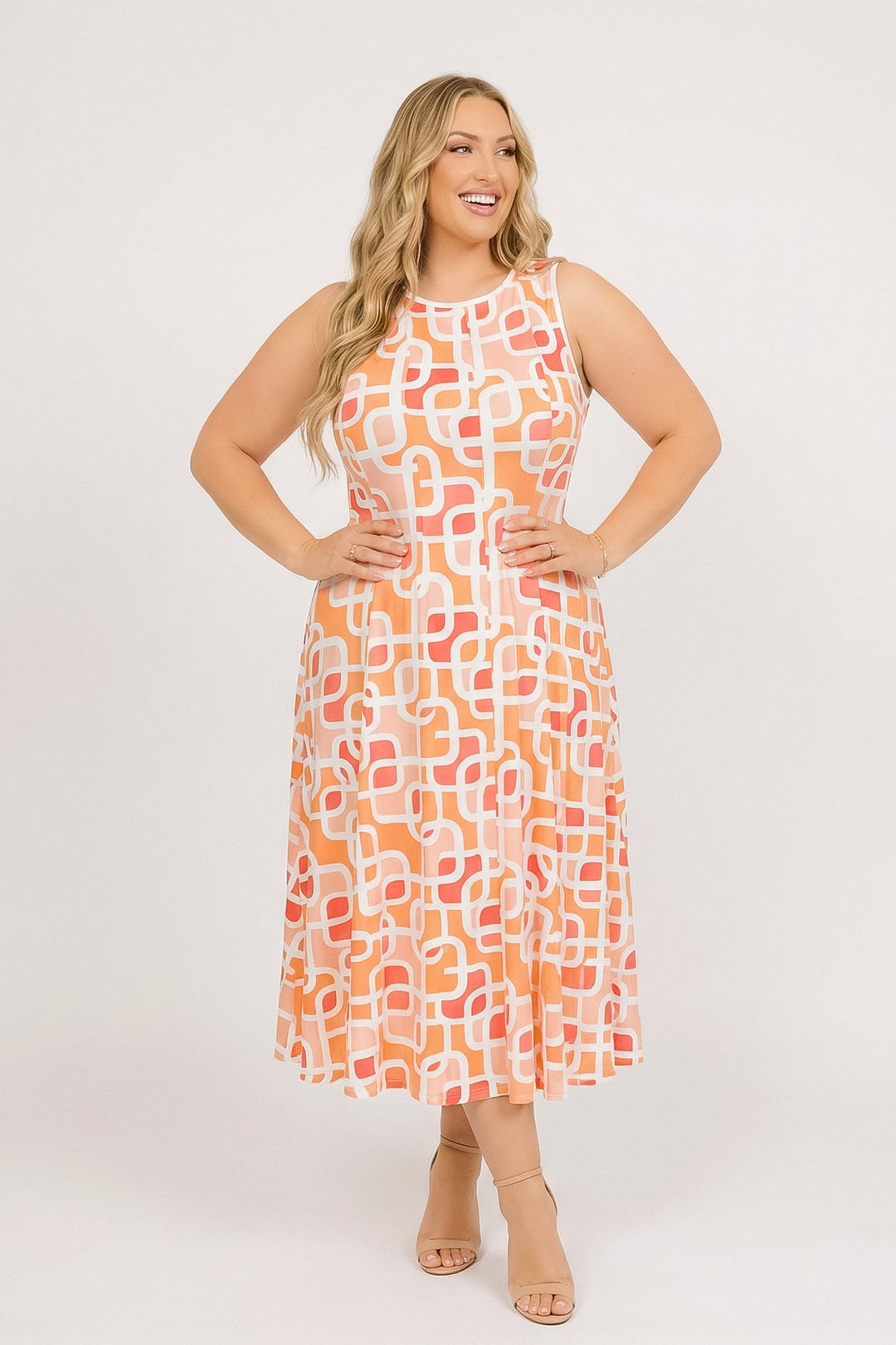 Curvy Sense Inc. Dresses Plus Size Alessia Couture Line Dress - Coral