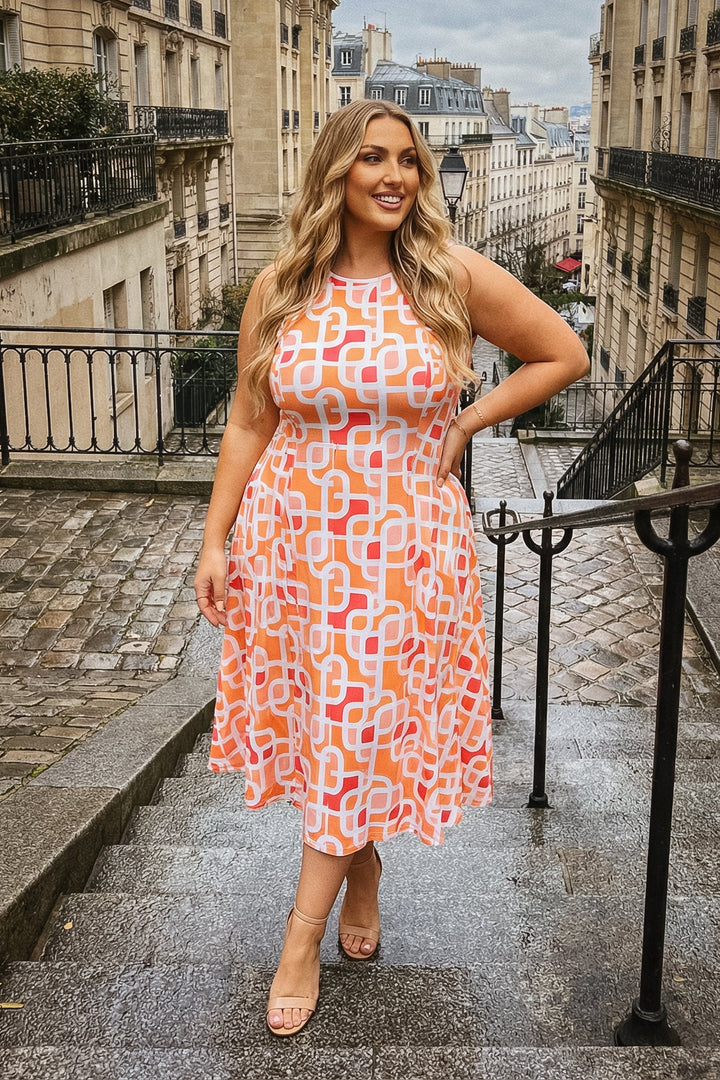 Curvy Sense Inc. Dresses Plus Size Alessia Couture Line Dress - Coral