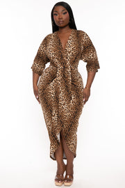 Sweet Generis Dresses Plus Size Alexandre Leopard  Maxi Dress - Brown