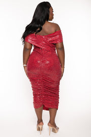 Gibiu Dresses Plus Size Alison Sequins Midi Dress - Red