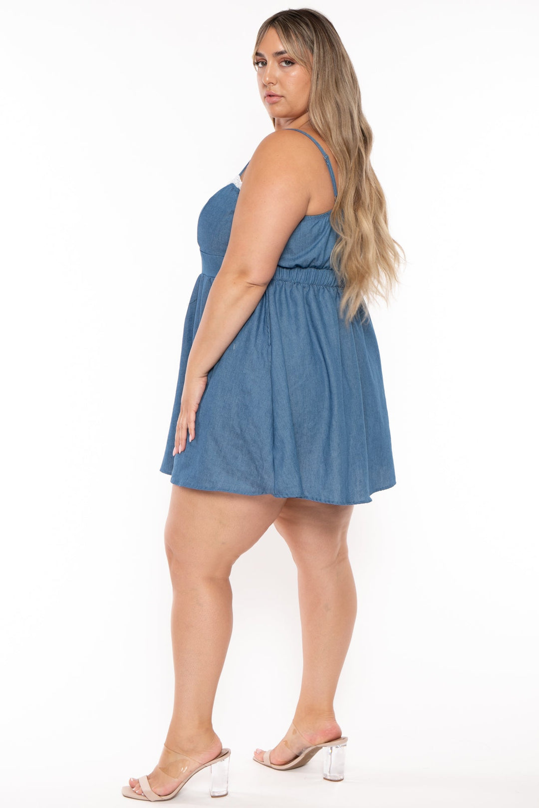 Curvy Sense Dresses Plus Size Aliza Rosset Flare  Dress- Blue