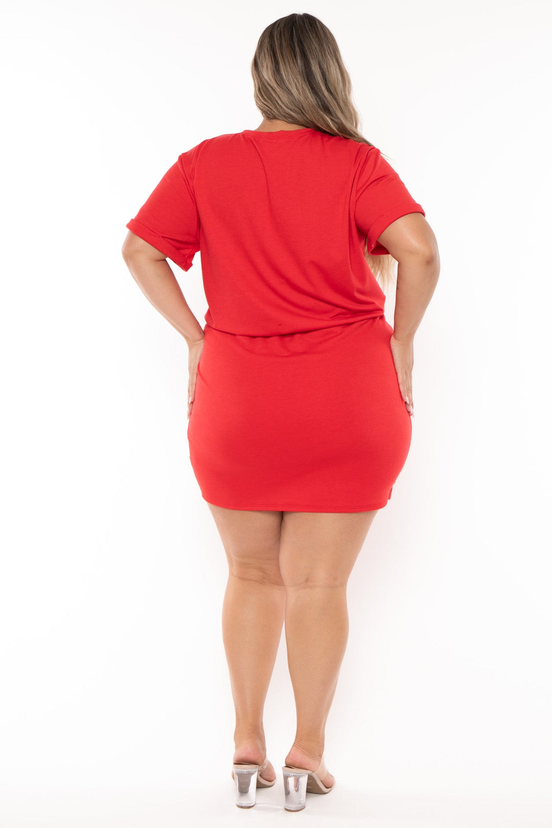 Curvy Sense Dresses Plus Size Allie Twist Knot  Mini  Dress - Red