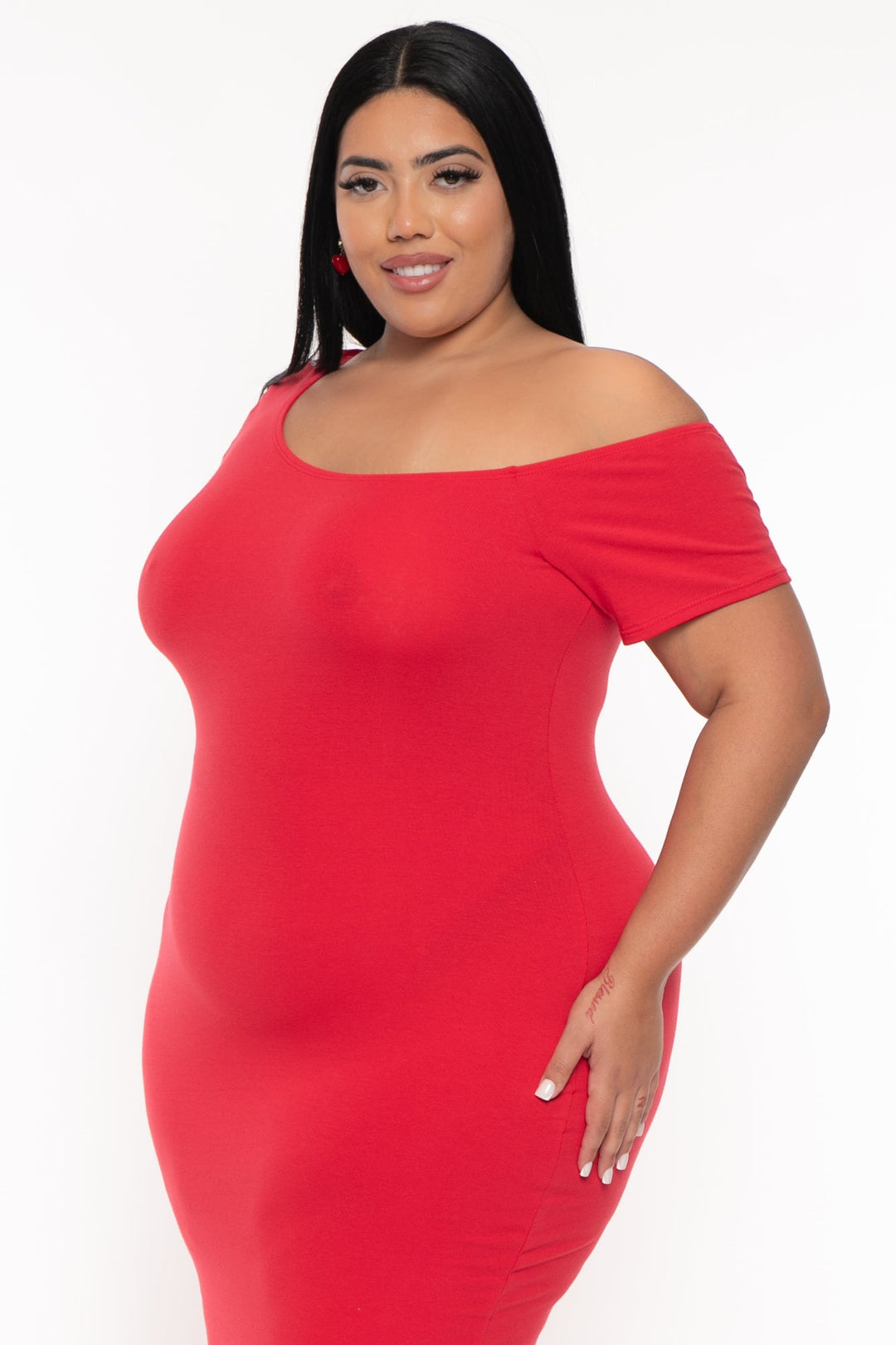 Women's Plus Size Allison One Shoulder Bodycon Dress - Red - Curvy Sense Women's Plus Size Allison One Shoulder Bodycon Dress - Red - Curvy Sense