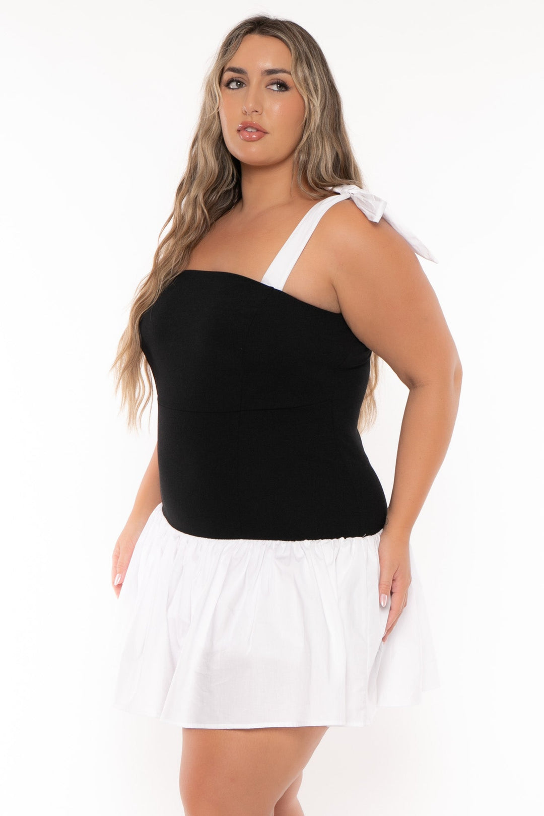 Curvy Sense Dresses Plus Size Alyssa Skort  Mini Dress -Black