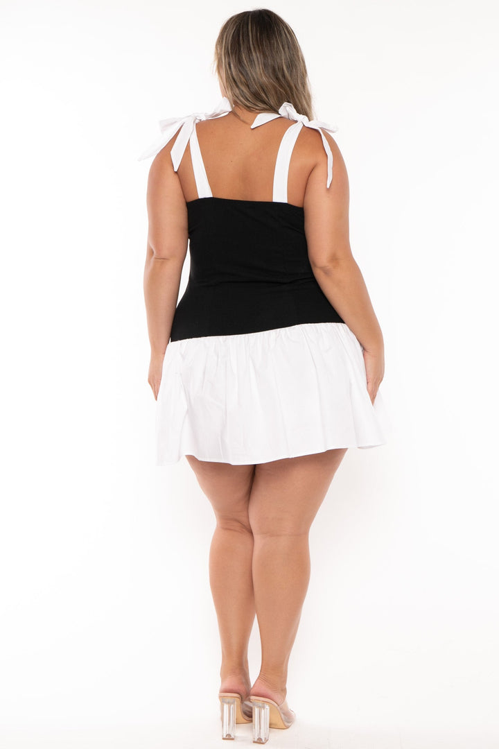 Curvy Sense Dresses Plus Size Alyssa Skort  Mini Dress -Black